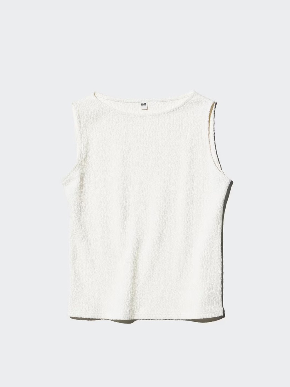 Uniqlo White Textured Sleeveless Tank